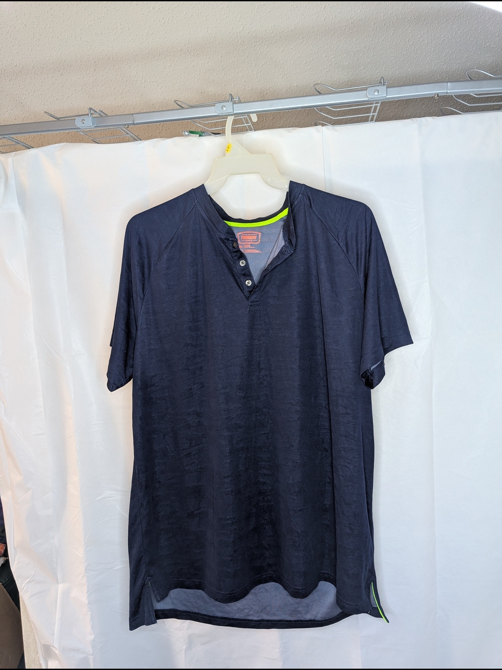 The Foundry Supply Co. Navy Short-Sleeve Henley with Neon Trim